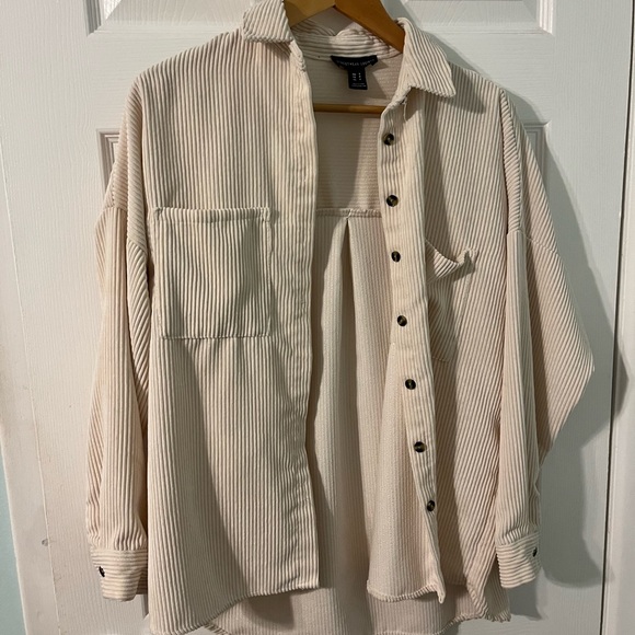 Streetwear Society Tops - Streetwear Society Cream Shirt Jacket